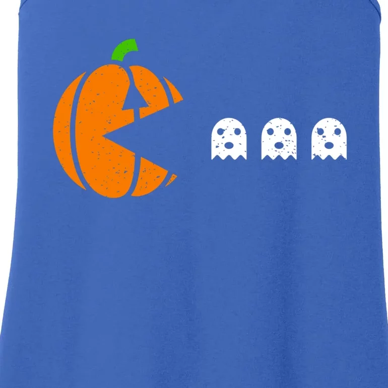 Funny Halloween Pumpkin Eating Ghost Gamer Funny Gift Ladies Essential Tank