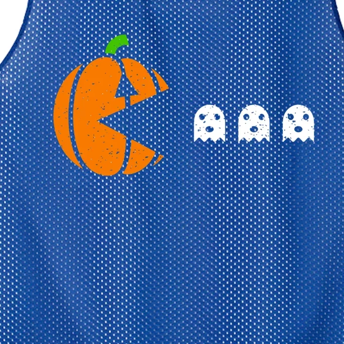 Funny Halloween Pumpkin Eating Ghost Gamer Funny Gift Mesh Reversible Basketball Jersey Tank