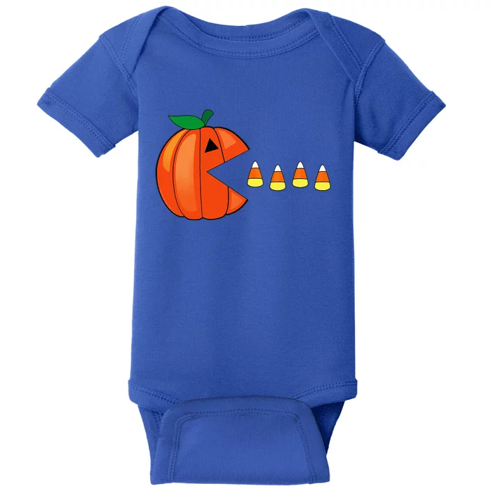 Funny Halloween Pumpkin Eating Candy Corn Baby Bodysuit