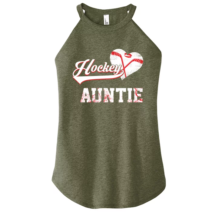 Family Hockey Player Funny Gift Hockey Auntie Cool Gift Women’s Perfect Tri Rocker Tank