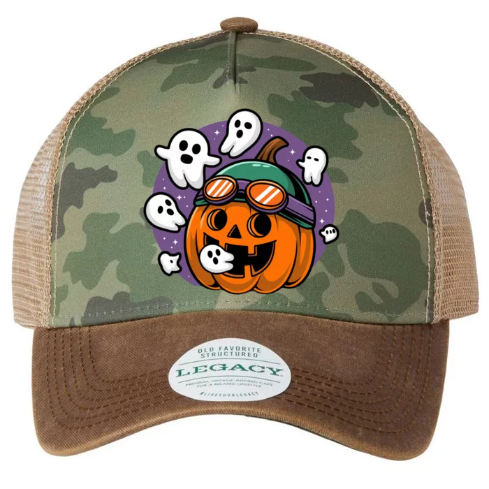 Funny Halloween Pumpkin Eating Ghost Gamer Meaningful Gift Legacy Tie Dye Trucker Hat