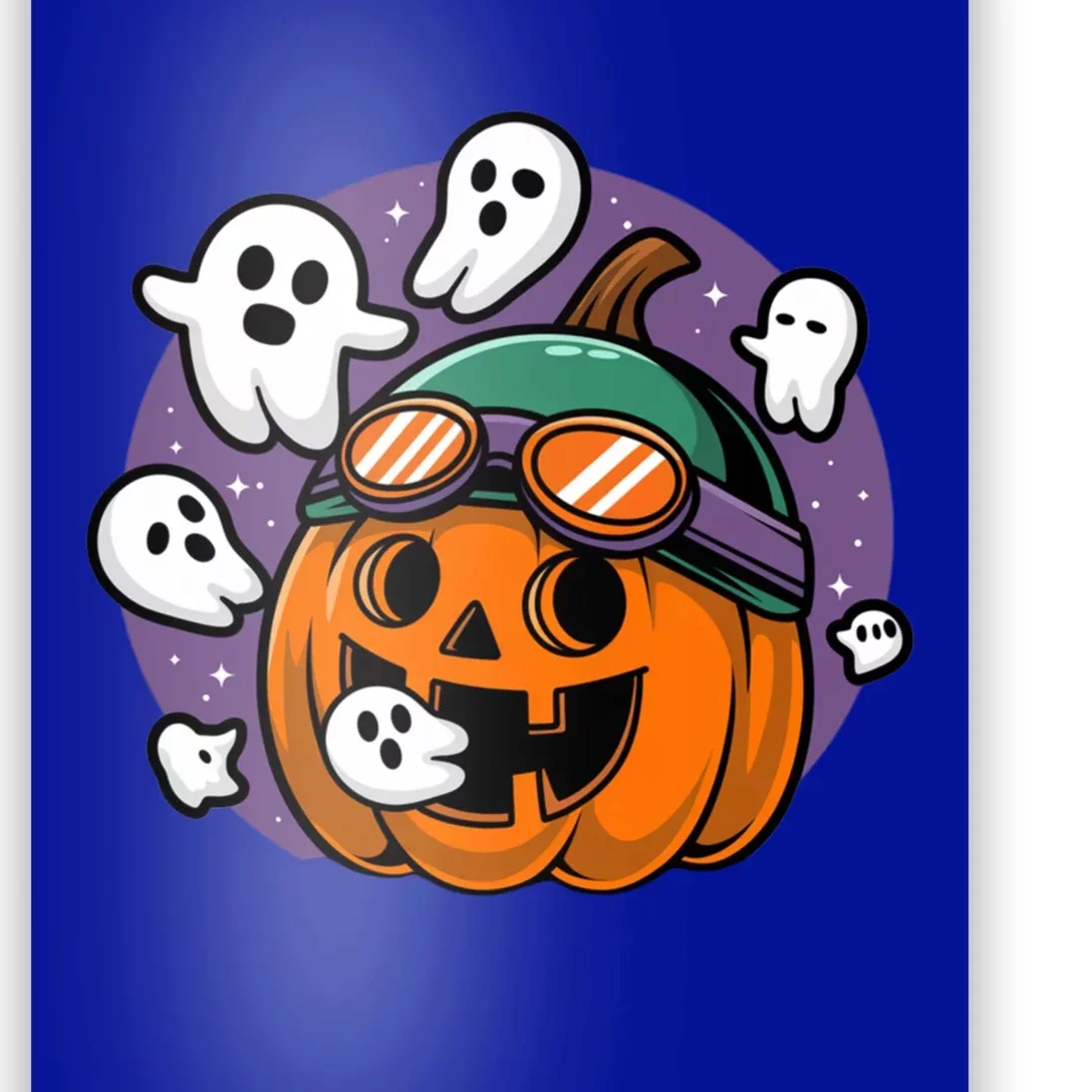 Funny Halloween Pumpkin Eating Ghost Gamer Meaningful Gift Poster