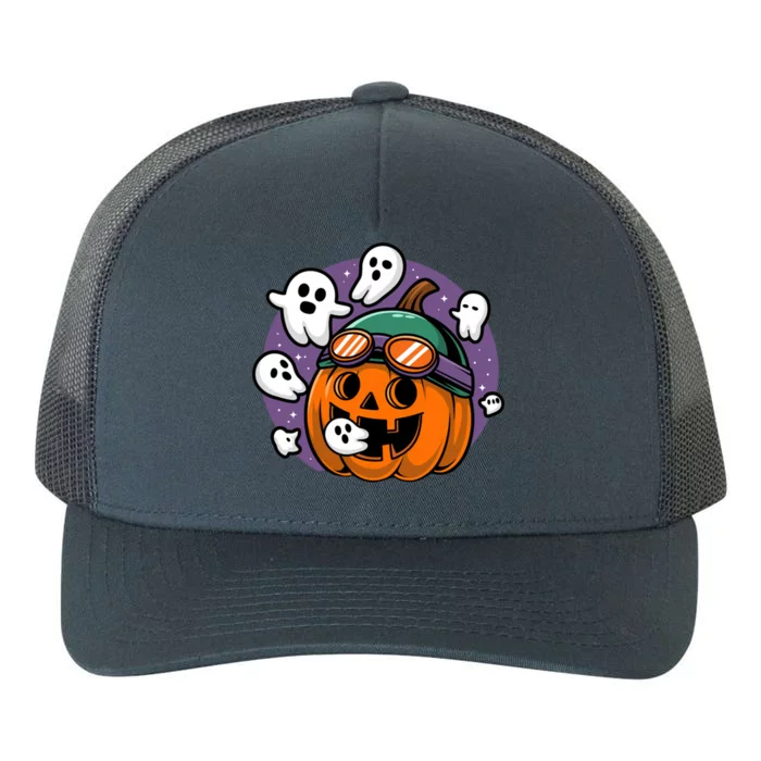 Funny Halloween Pumpkin Eating Ghost Gamer Meaningful Gift Yupoong Adult 5-Panel Trucker Hat