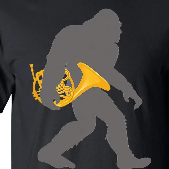 Funny Horn Player Bigfoot Musician With French Horn Tall T-Shirt