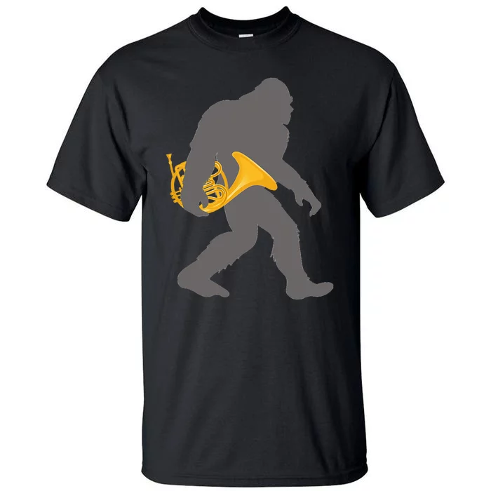 Funny Horn Player Bigfoot Musician With French Horn Tall T-Shirt