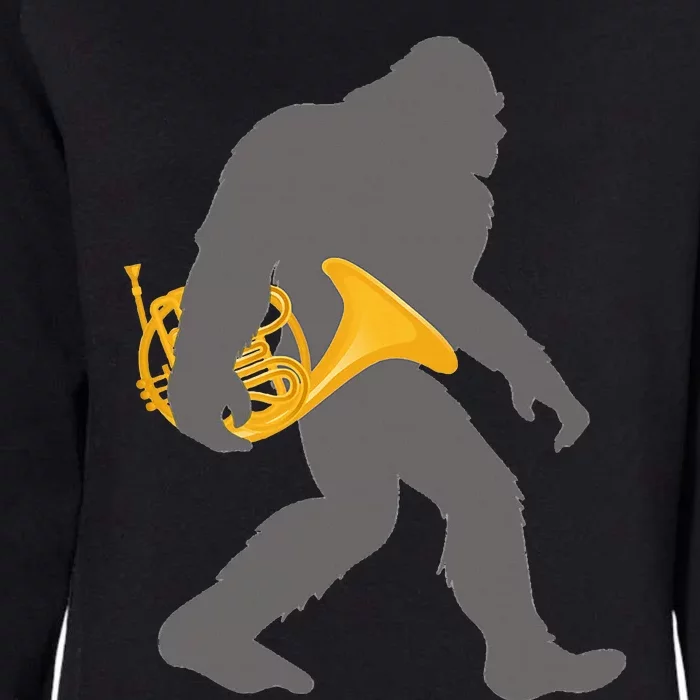 Funny Horn Player Bigfoot Musician With French Horn Womens California Wash Sweatshirt