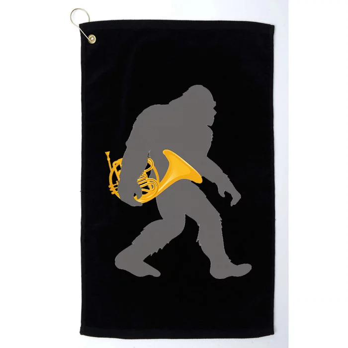 Funny Horn Player Bigfoot Musician With French Horn Platinum Collection Golf Towel