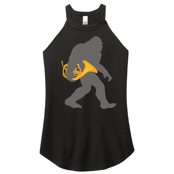 Funny Horn Player Bigfoot Musician With French Horn Women’s Perfect Tri Rocker Tank