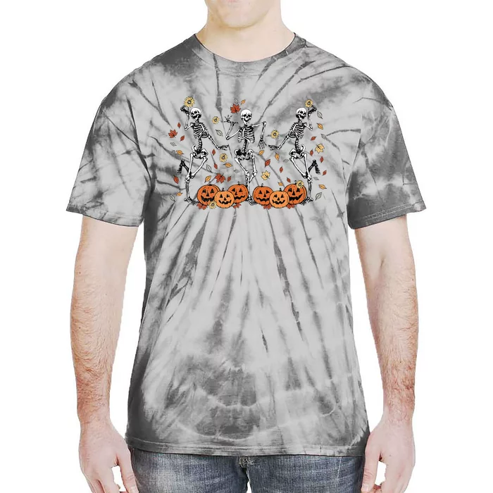 Funny Halloween Pumpkin Dancing Skeleton Costume Tie-Dye T-Shirt