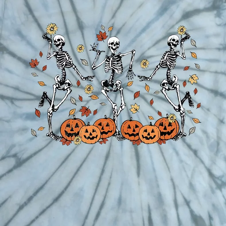 Funny Halloween Pumpkin Dancing Skeleton Costume Tie-Dye T-Shirt