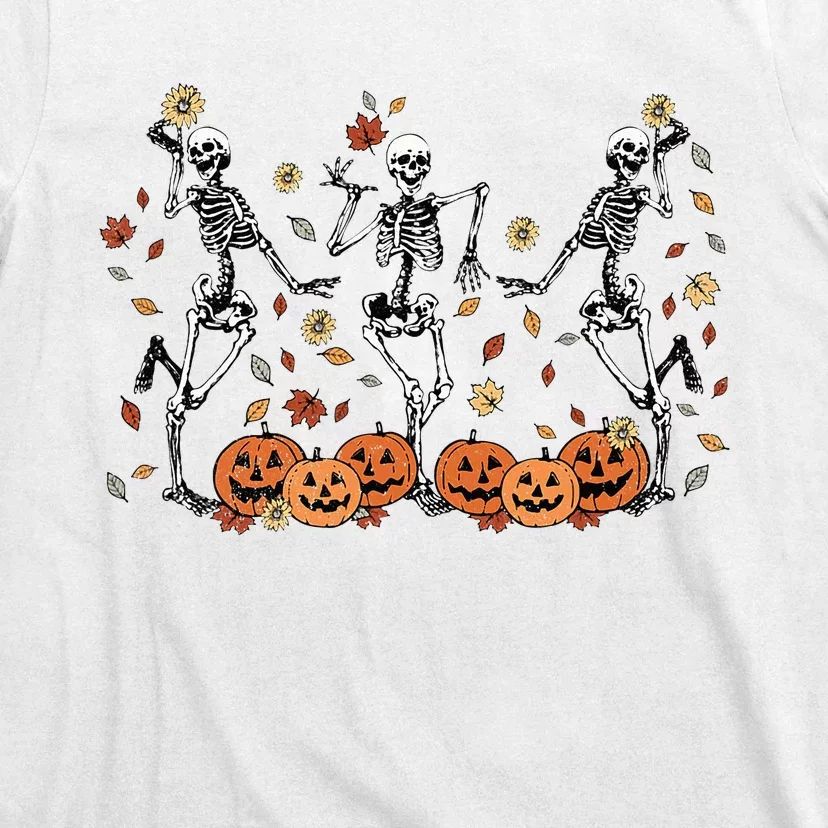 Funny Halloween Pumpkin Dancing Skeleton Costume T-Shirt