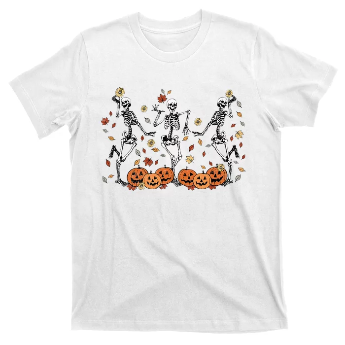 Funny Halloween Pumpkin Dancing Skeleton Costume T-Shirt