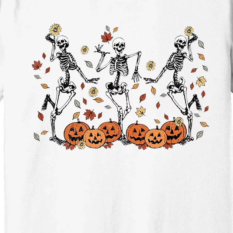 Funny Halloween Pumpkin Dancing Skeleton Costume Premium T-Shirt