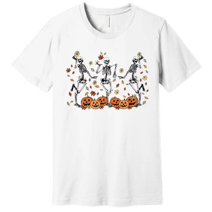 Funny Halloween Pumpkin Dancing Skeleton Costume Premium T-Shirt