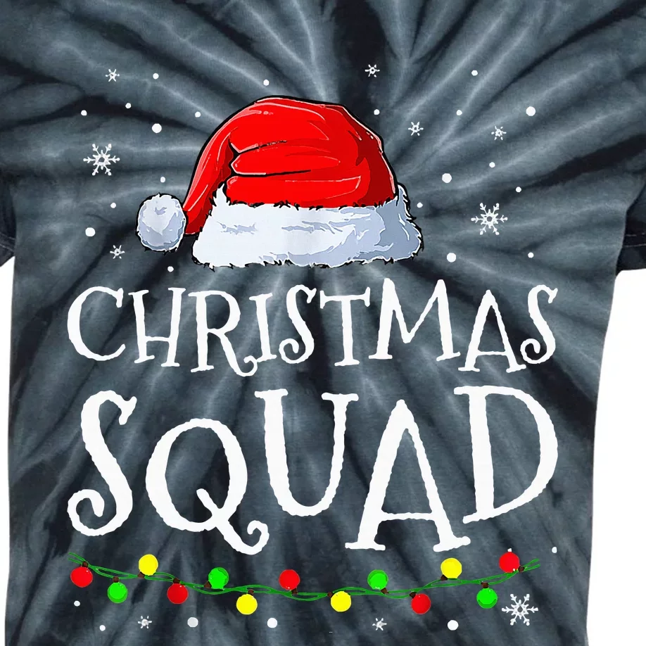 Festive Holiday Pajama Set with Santa Hats Christmas Squad Kids Tie-Dye T-Shirt