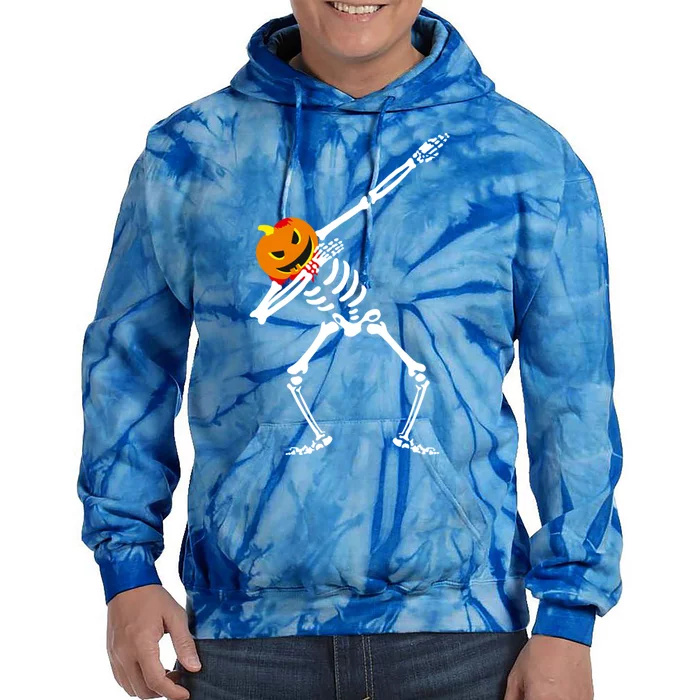 Fun Halloween Pumpkin Skeleton Dabbing Dance Scary Gift Gift Tie Dye Hoodie