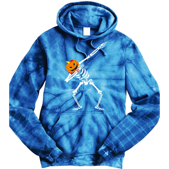 Fun Halloween Pumpkin Skeleton Dabbing Dance Scary Gift Gift Tie Dye Hoodie