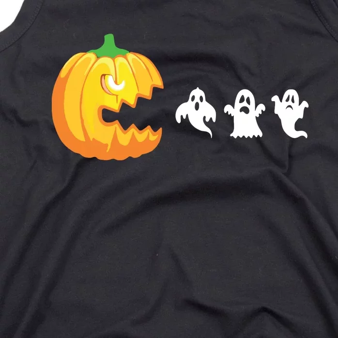 Funny Halloween Pumpkin Eating Ghost Gamer Kids Tank Top