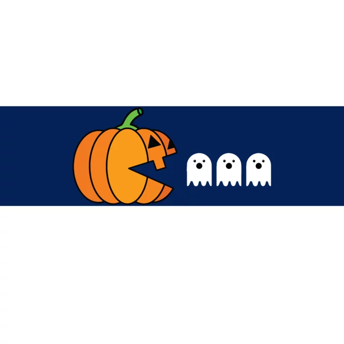 Funny Halloween Pumpkin Eating Ghost Gamer Kids Bumper Sticker