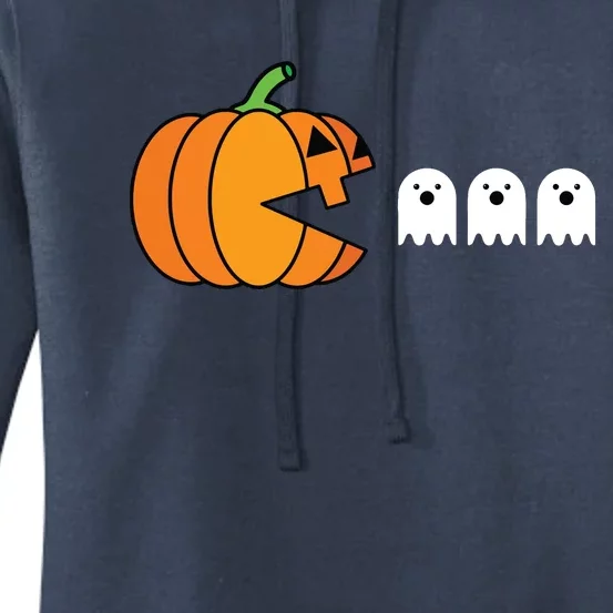 Funny Halloween Pumpkin Eating Ghost Gamer Kids Women's Pullover Hoodie