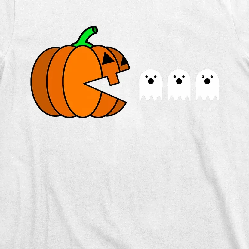 Funny Halloween Pumpkin Eating Ghost Gamer T-Shirt