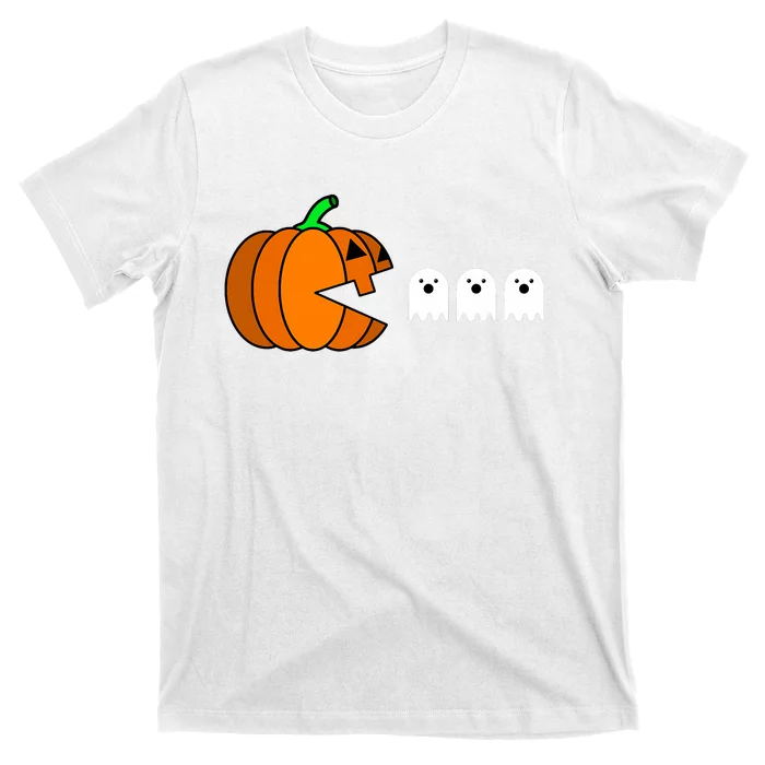 Funny Halloween Pumpkin Eating Ghost Gamer T-Shirt