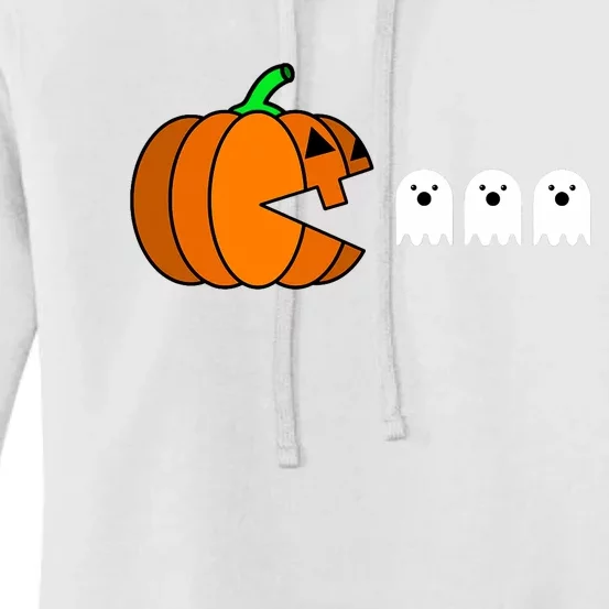 Funny Halloween Pumpkin Eating Ghost Gamer Women's Pullover Hoodie