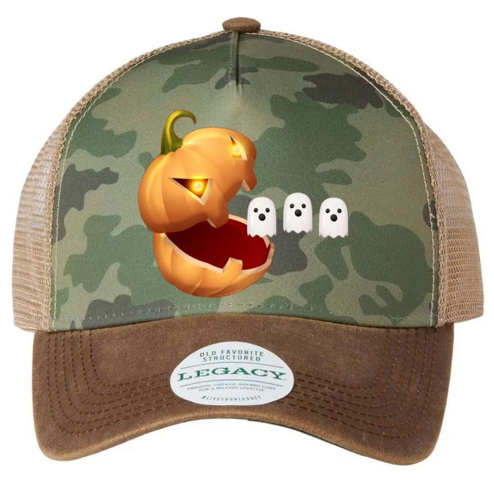 Funny Halloween Pumpkin Eating Ghost Legacy Tie Dye Trucker Hat