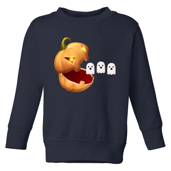 Funny Halloween Pumpkin Eating Ghost Toddler Sweatshirt