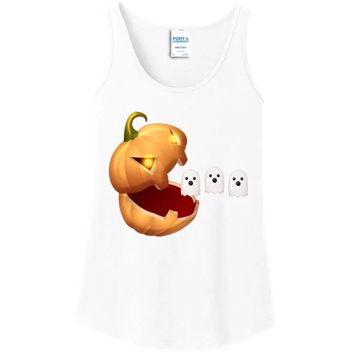 Funny Halloween Pumpkin Eating Ghost Ladies Essential Tank