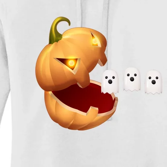 Funny Halloween Pumpkin Eating Ghost Women's Pullover Hoodie