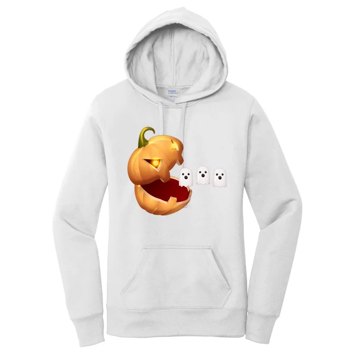 Funny Halloween Pumpkin Eating Ghost Women's Pullover Hoodie