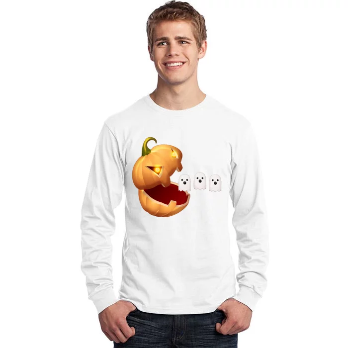 Funny Halloween Pumpkin Eating Ghost Tall Long Sleeve T-Shirt