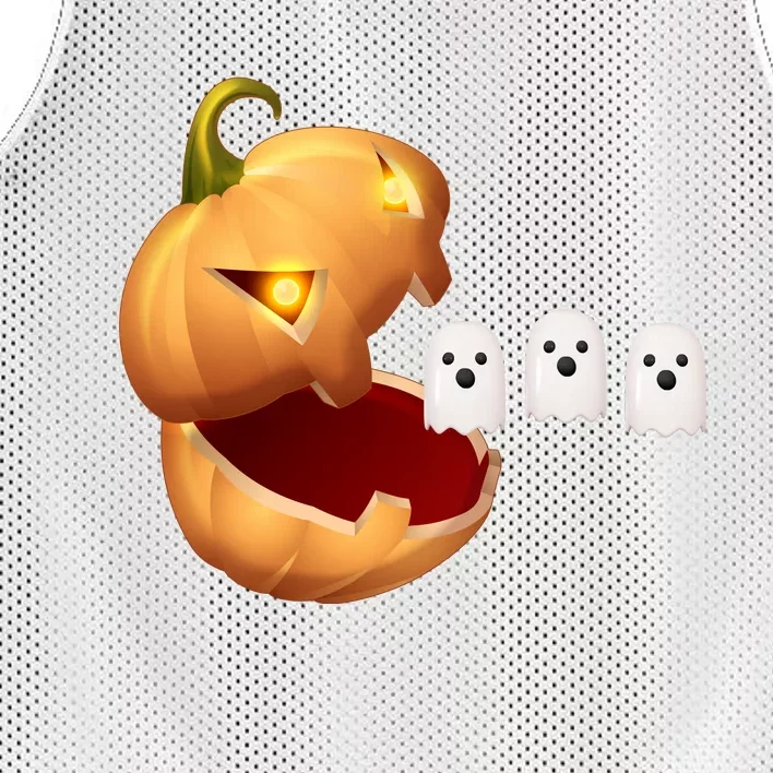 Funny Halloween Pumpkin Eating Ghost Mesh Reversible Basketball Jersey Tank