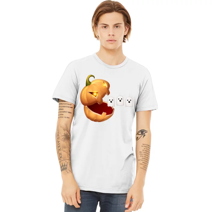 Funny Halloween Pumpkin Eating Ghost Premium T-Shirt