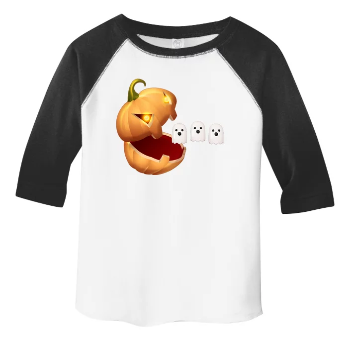 Funny Halloween Pumpkin Eating Ghost Toddler Fine Jersey T-Shirt