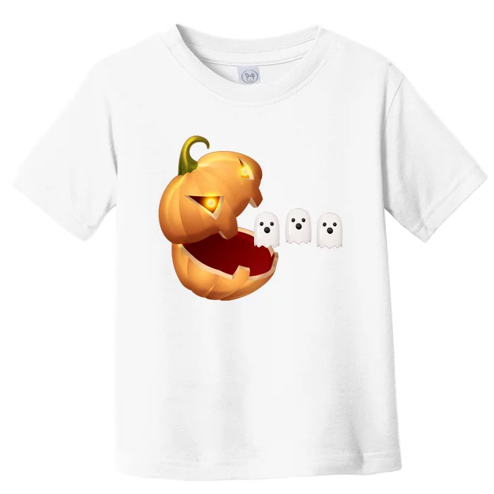 Funny Halloween Pumpkin Eating Ghost Toddler T-Shirt