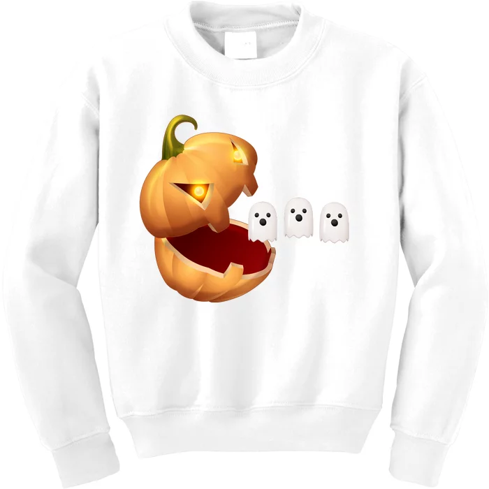 Funny Halloween Pumpkin Eating Ghost Kids Sweatshirt