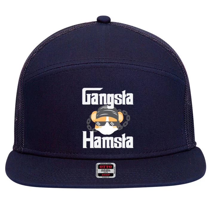 Funny Hamster Pet Gift Gangsta Hamsta Hamsters Cool Gift 7 Panel Mesh Trucker Snapback Hat