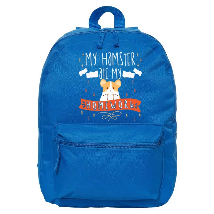 Funny Hamster Pet Gift My Hamster Ate My Homework Hamsters Cute Gift 16 in Basic Backpack