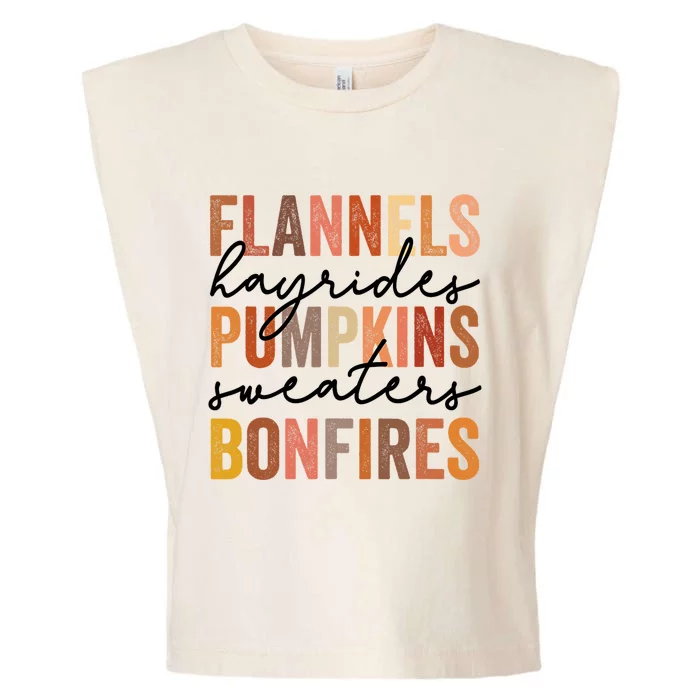 Flannels Hayrides Pumpkins Vintage Sweaters Bonfires Autumn Garment-Dyed Women's Muscle Tee