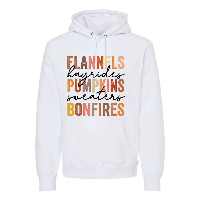 Flannels Hayrides Pumpkins Vintage Sweaters Bonfires Autumn Premium Hoodie