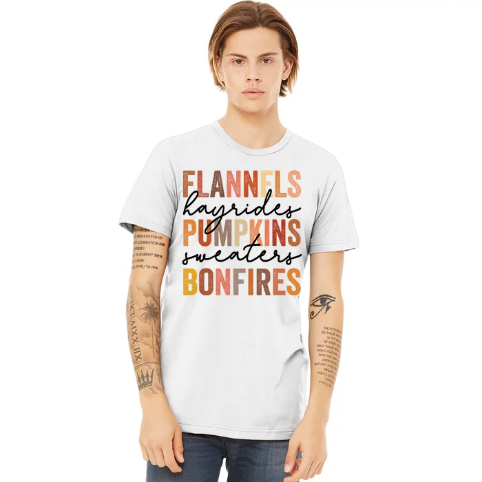 Flannels Hayrides Pumpkins Vintage Sweaters Bonfires Autumn Premium T-Shirt