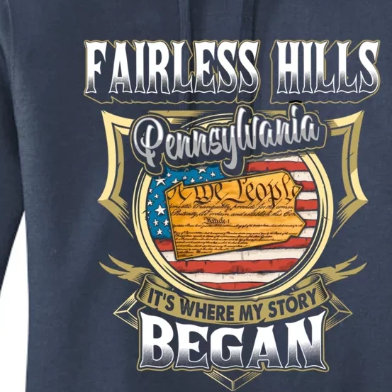 Fairless Hills Pennsylvania Usa Flag 4th Of July Funny Gift Women's Pullover Hoodie