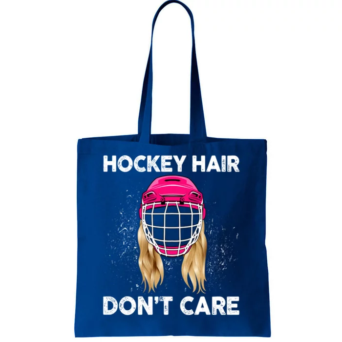 Funny Hockey Player Hockey Hair Dont Care Funny Gift Tote Bag