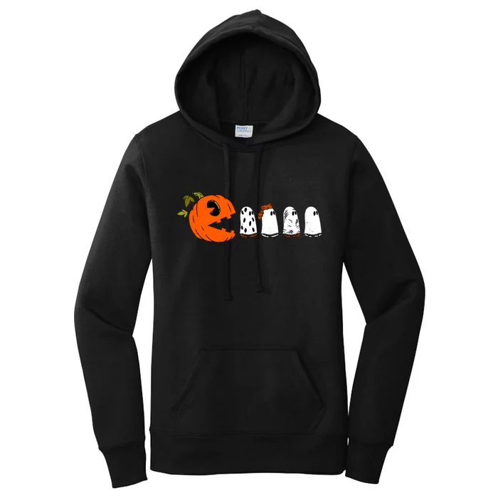 Funny Halloween Pumpkin Ghosts Retro Gamer Women's Pullover Hoodie