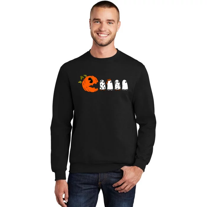 Funny Halloween Pumpkin Ghosts Retro Gamer Tall Sweatshirt