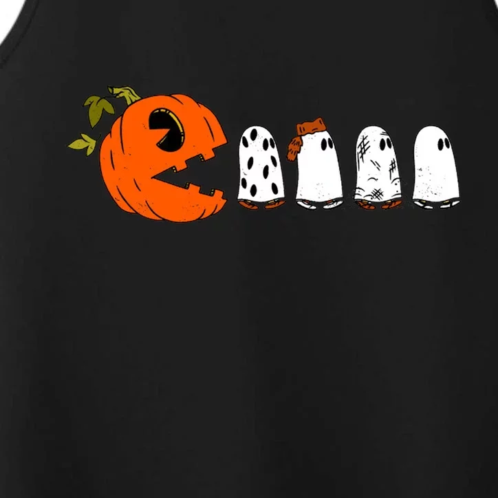 Funny Halloween Pumpkin Ghosts Retro Gamer Performance Tank