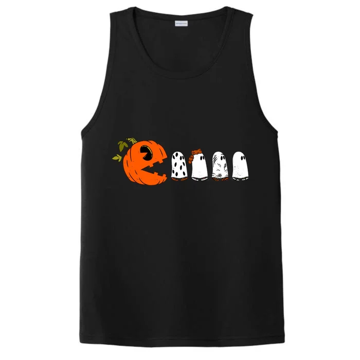 Funny Halloween Pumpkin Ghosts Retro Gamer Performance Tank