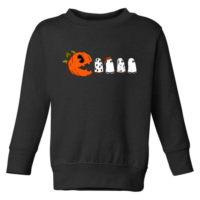 Funny Halloween Pumpkin Ghosts Retro Gamer Toddler Sweatshirt